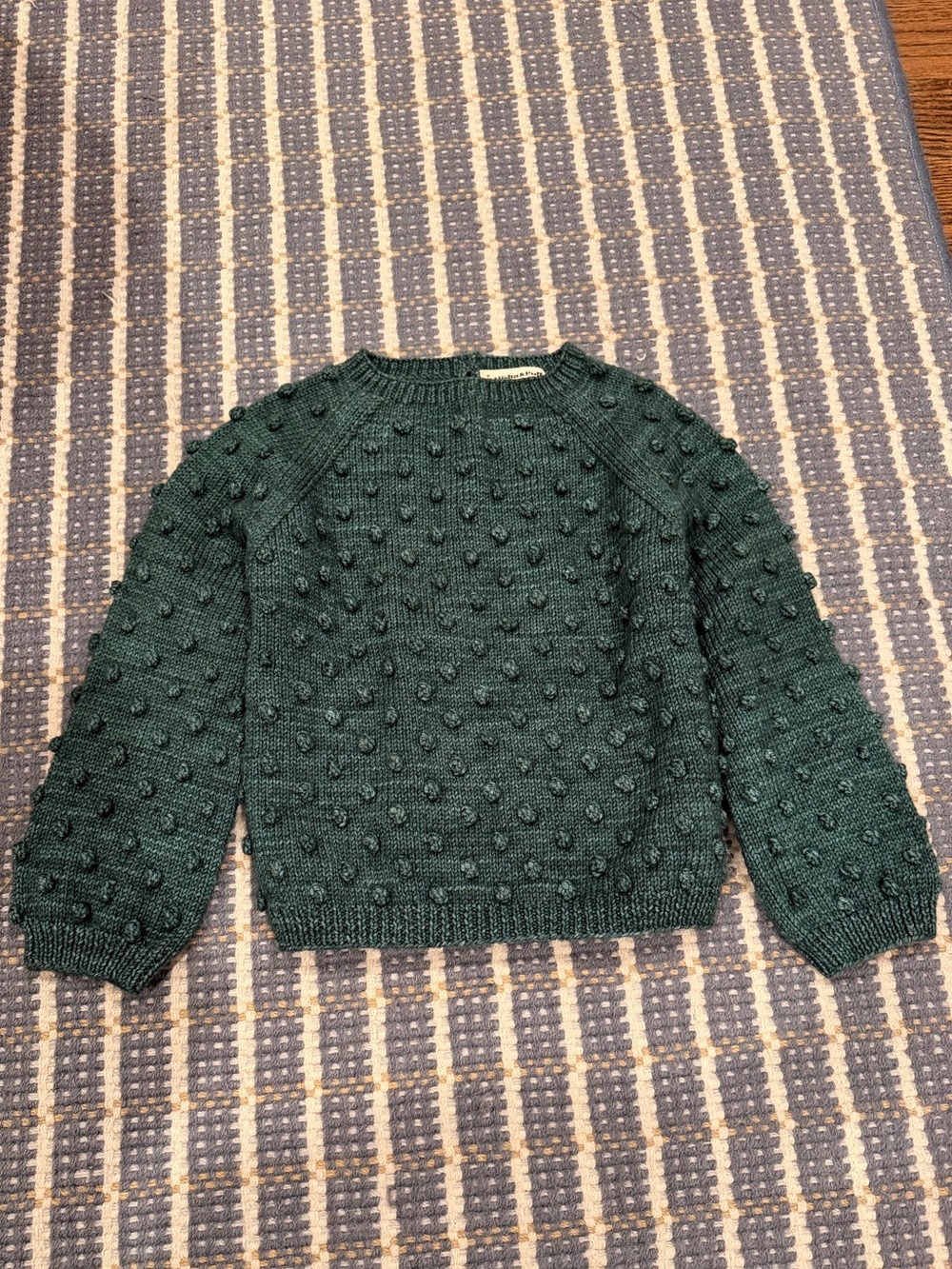 Misha And Puff Forest Green Pom-Pom Bobble Sweater
